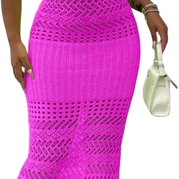 Women's Crochet Strapless See Through Bodycon Beach Dress Small - Picture 1 of 5